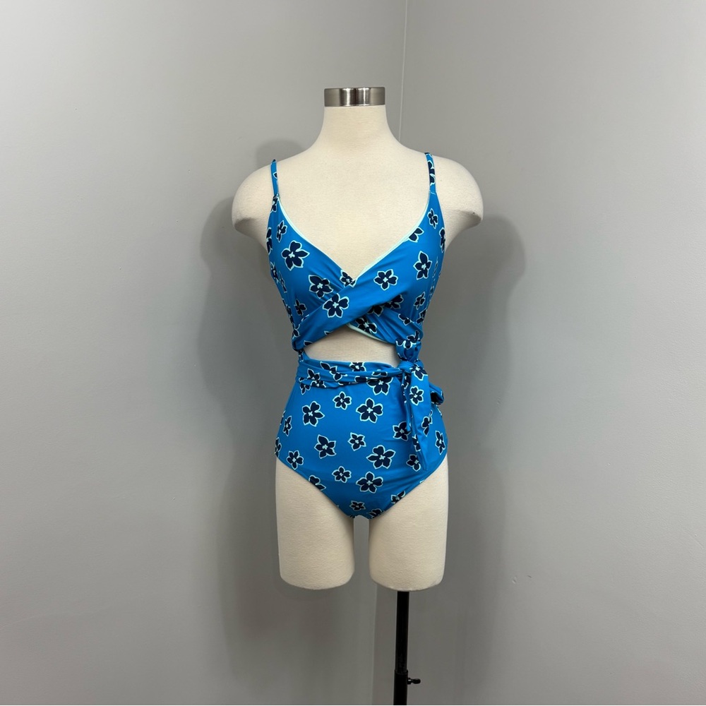 Aerie Blue Floral One Piece Swimsuit